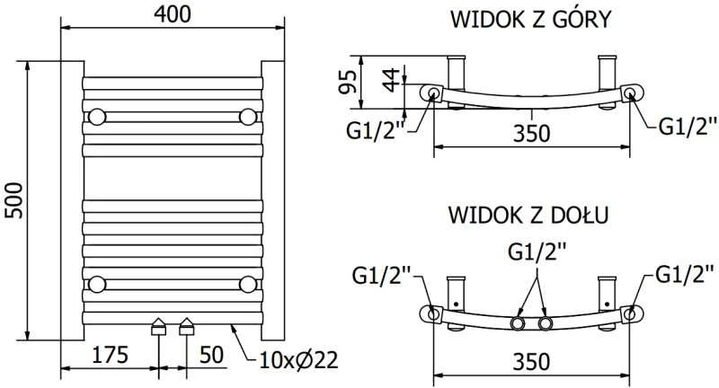 Mexen Ares vonios radiatorius, 500 x 400 mm, 179 W, antracito