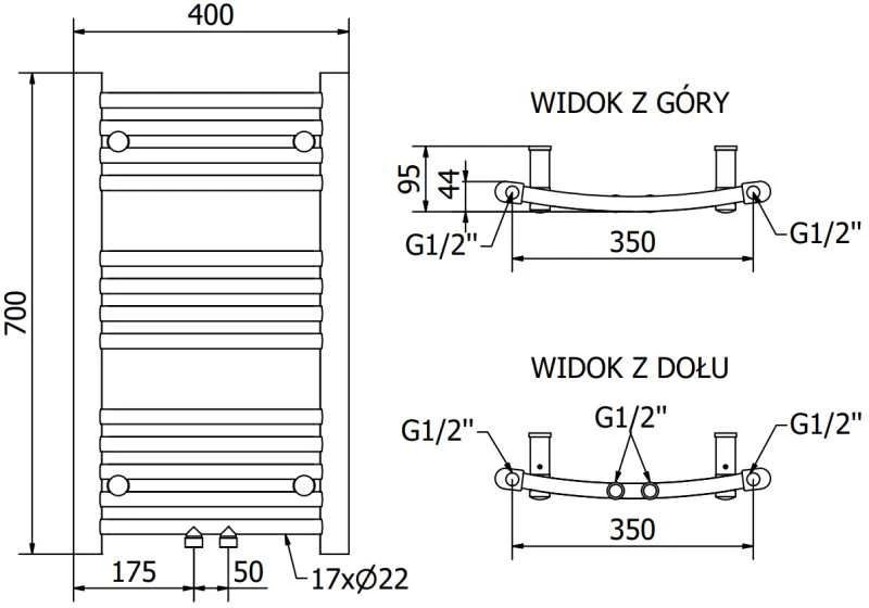 Mexen Ares vonios radiatorius, 700 x 400 mm, 240 W, antracito