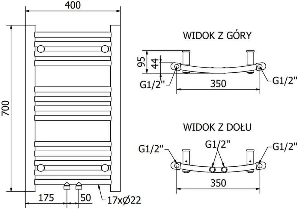 Mexen Ares vonios radiatorius, 700 x 400 mm, 240 W, juodas