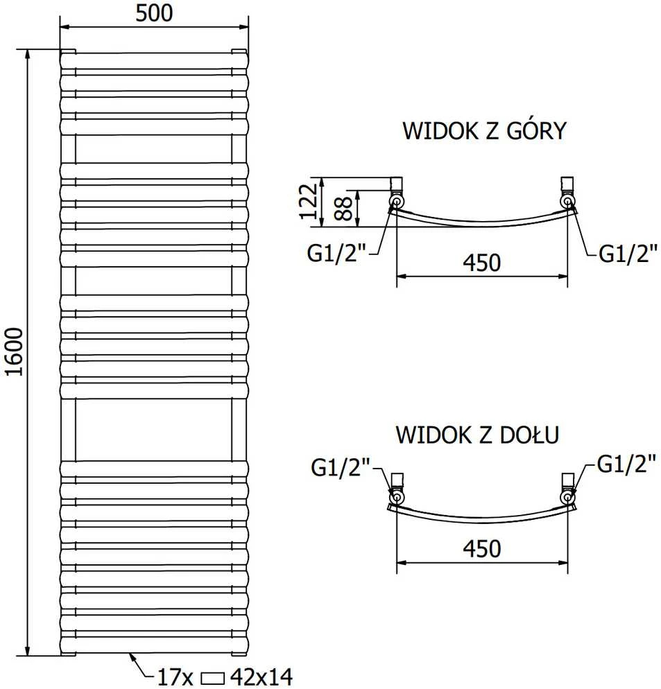 Mexen Bachus elektrinis radiatorius, 1600 x 500 mm, 900 W, antracitas