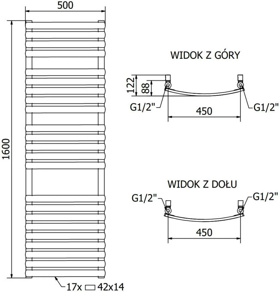 Mexen Bachus vonios radiatorius, 1200 x 500 mm, 619 W, juodas