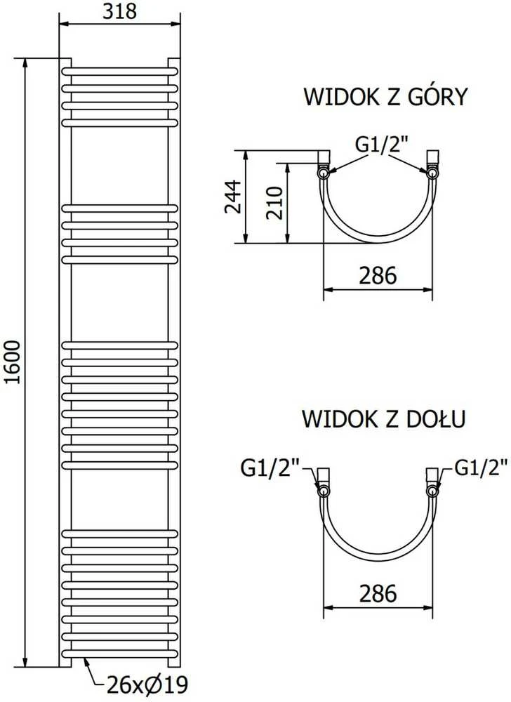 Mexen Eros elektrinis radiatorius, 1600 x 318 mm, 900 W, juodas