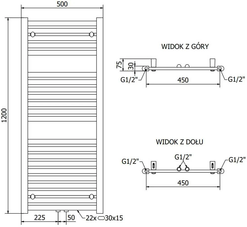 Mexen Hades elektrinis radiatorius, 1200 x 500 mm, 600 W, antracitas