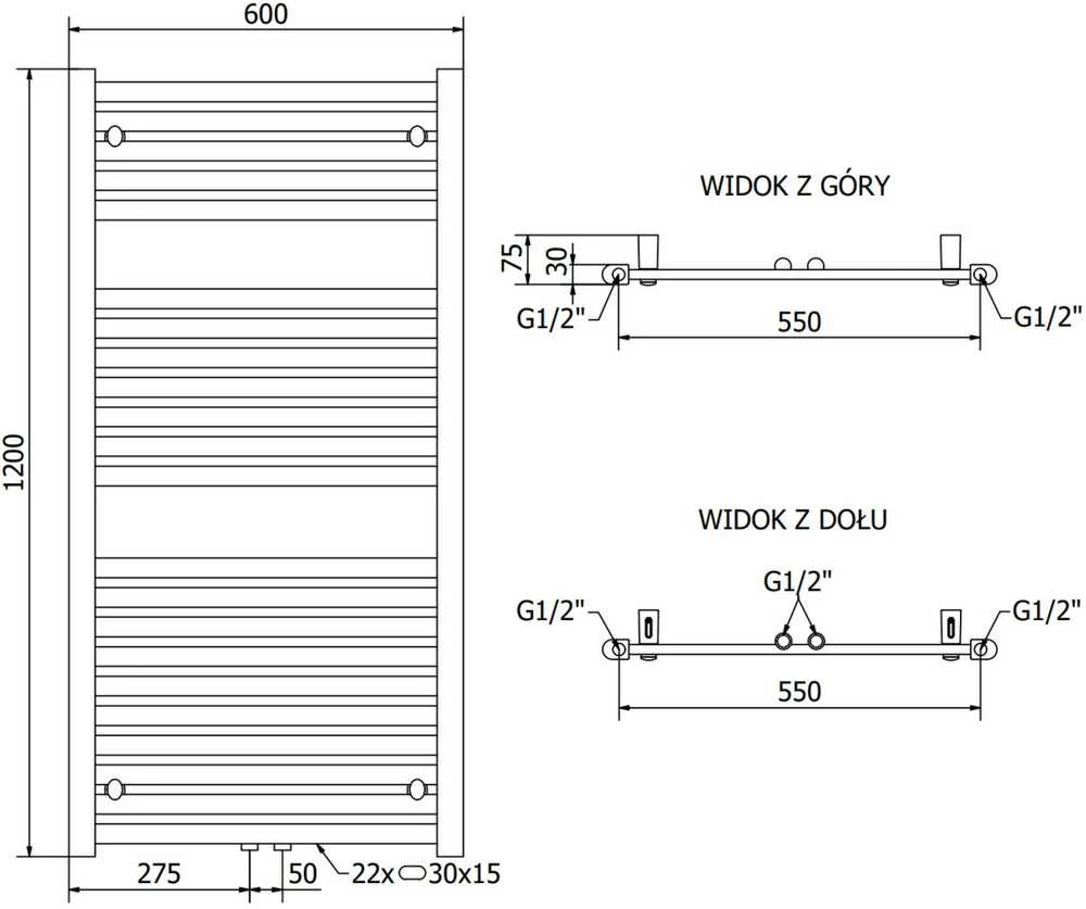 Mexen Hades elektrinis radiatorius, 1200 x 600 mm, 900 W, juodas
