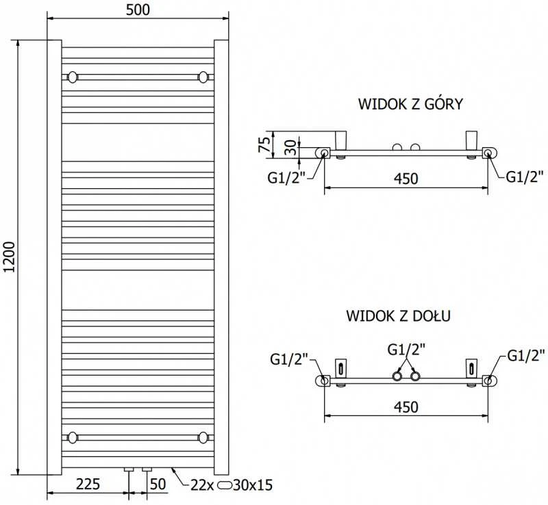 Mexen Hades elektrinis radiatorius, 1200 x 500 mm, 600 W, juodas