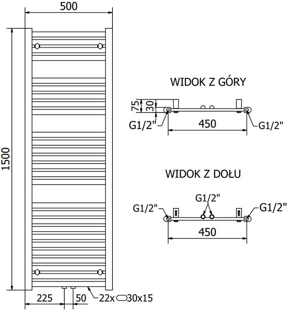 Mexen Hades elektrinis radiatorius, 1500 x 500 mm, 900 W, baltas