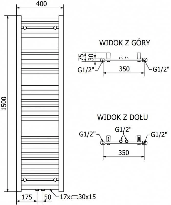 Mexen Hades elektrinis radiatorius, 1500 x 400 mm, 600 W, antracito