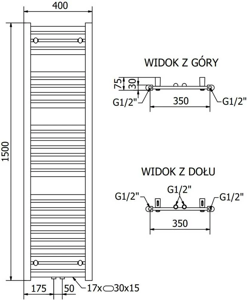 Mexen Hades elektrinis radiatorius, 1500 x 400 mm, 600 W, juodas