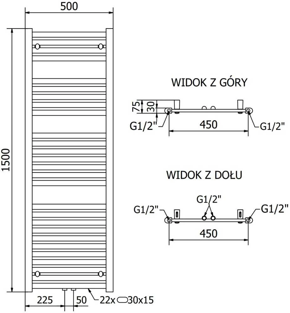 Mexen Hades elektrinis radiatorius 1500 x 500 mm, 900 W, antracitas