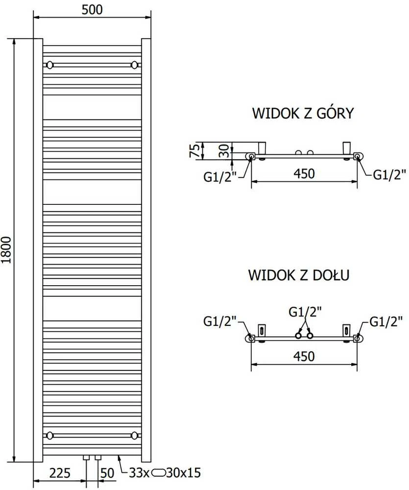 Mexen Hades elektrinis radiatorius, 1800 x 500 mm, 900 W, auksinis