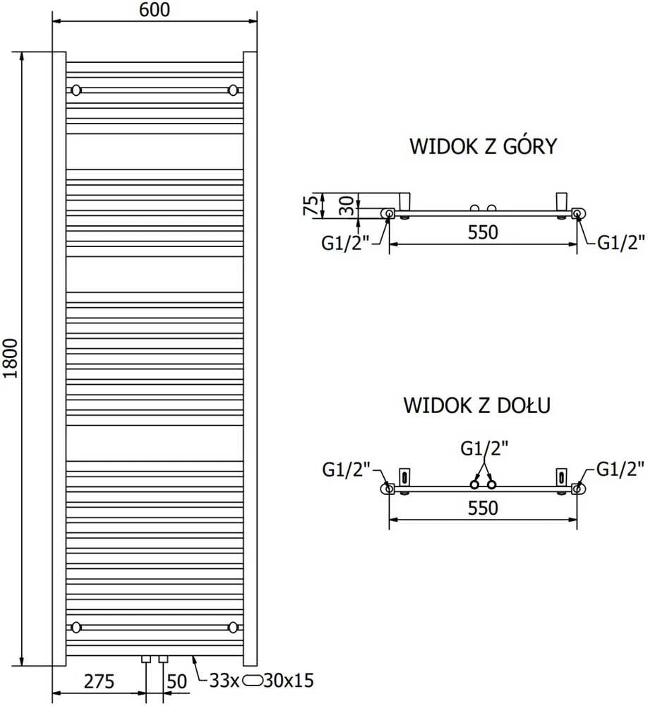 Mexen Hades elektrinis radiatorius, 1800 x 600 mm, 900 W, baltas