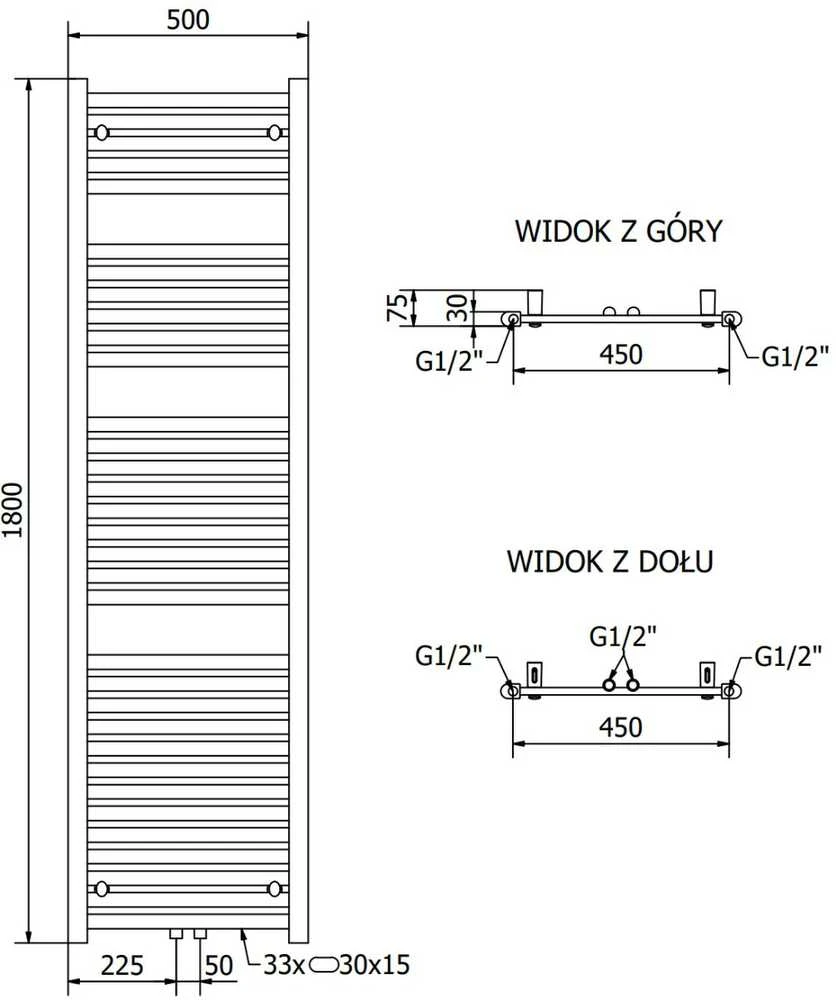 Mexen Hades elektrinis radiatorius, 1800 x 500 mm, 900 W, juodas