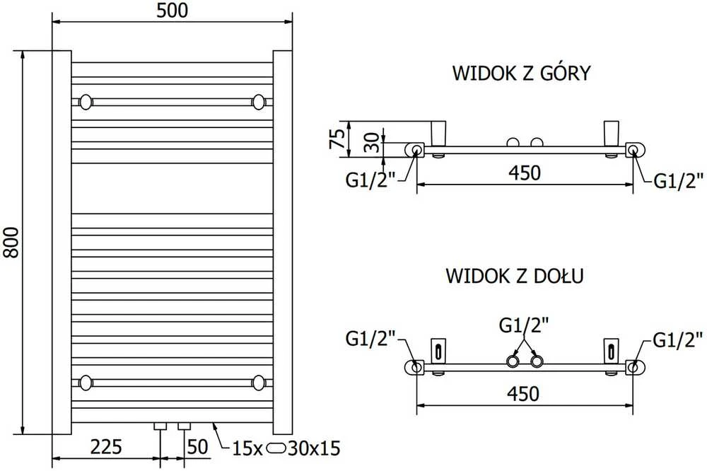 Mexen Hades elektrinis radiatorius, 800 x 500 mm, 600 W, juodas