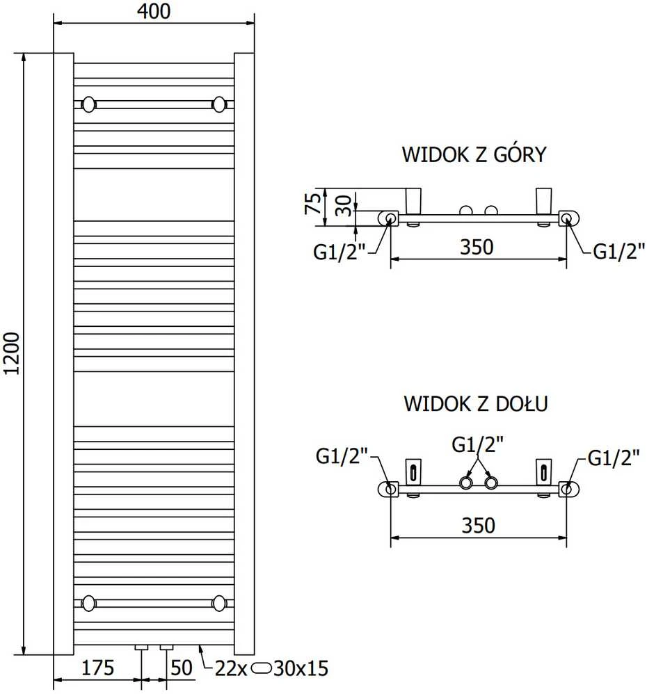 Mexen Hades vonios radiatorius, 1200 x 400 mm, 472 W, antracitas