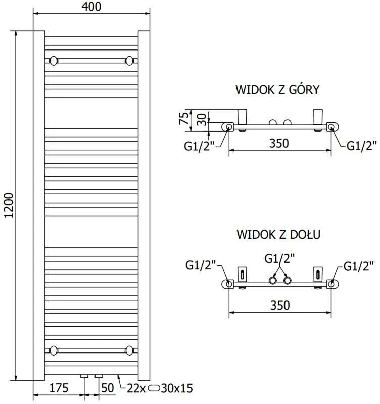 Mexen Hades vonios radiatorius, 1200 x 400 mm, 472 W, baltas