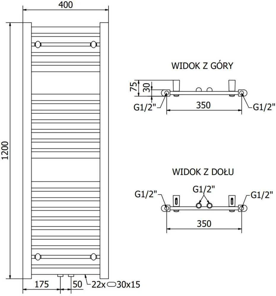 Mexen Hades vonios radiatorius, 1200 x 400 mm, 373 W, chromo