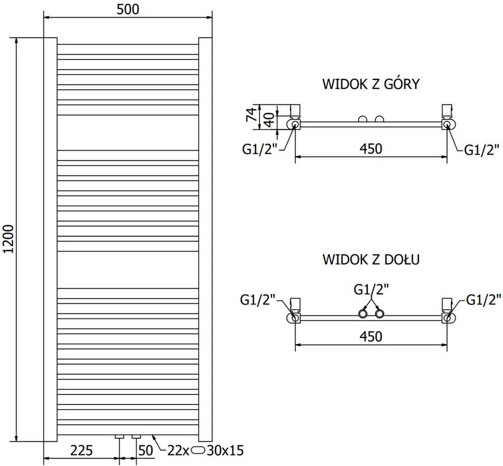 Mexen Hades vonios radiatorius, 1200 x 500 mm, 450 W, auksinis