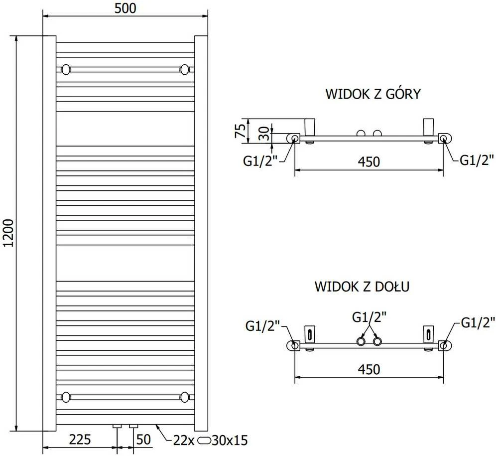 Mexen Hades vonios radiatorius, 1200 x 500 mm, 570 W, baltas