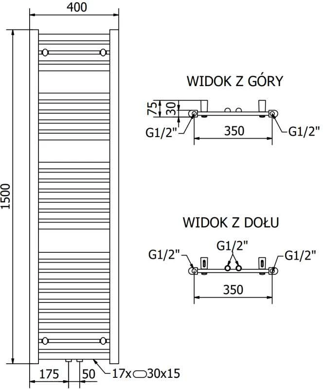 Mexen Hades vonios radiatorius, 1500 x 400 mm, 583 W, antracito