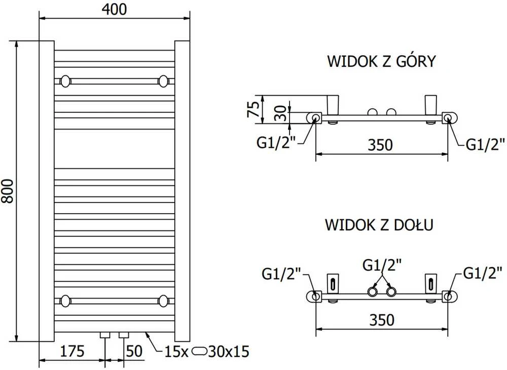 Mexen Hades vonios radiatorius, 800 x 400 mm, 320 W, baltas