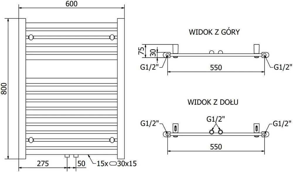 Mexen Hades vonios radiatorius, 800 x 600 mm, 357 W, auksinis