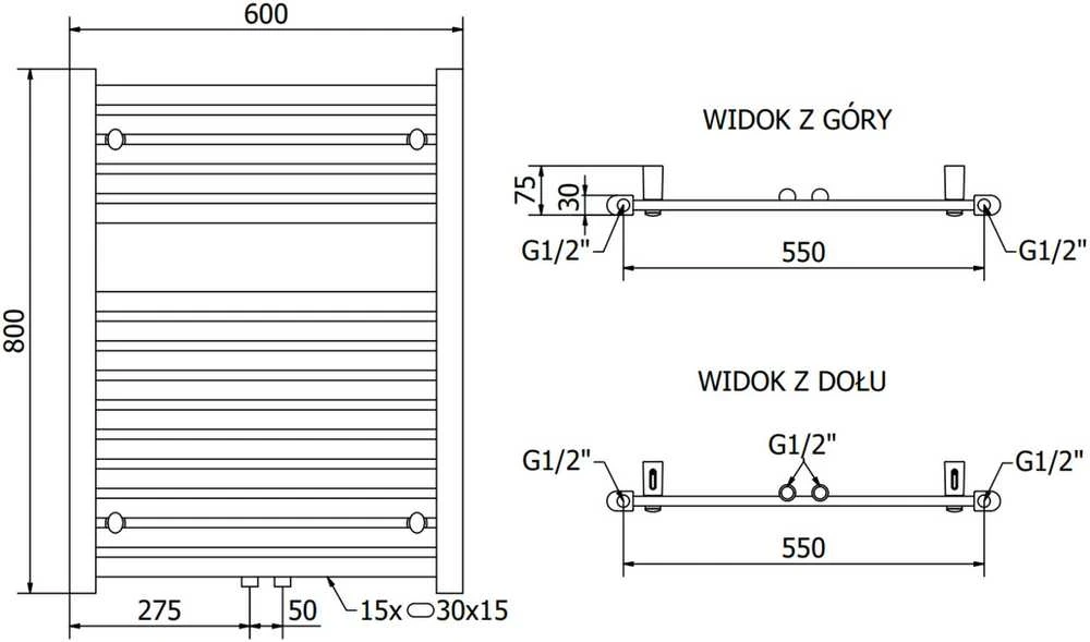 Mexen Hades vonios radiatorius, 800 x 600 mm, 452 W, baltas