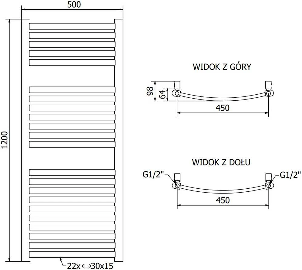 Mexen Helios elektrinis radiatorius, 1200 x 500 mm, 600 W, auksinis