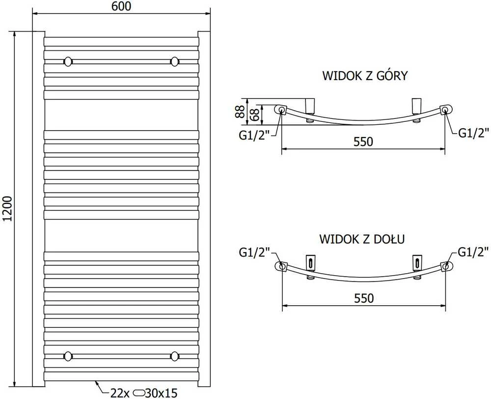 Mexen Helios elektrinis radiatorius, 1200 x 600 mm, 600 W, chromo