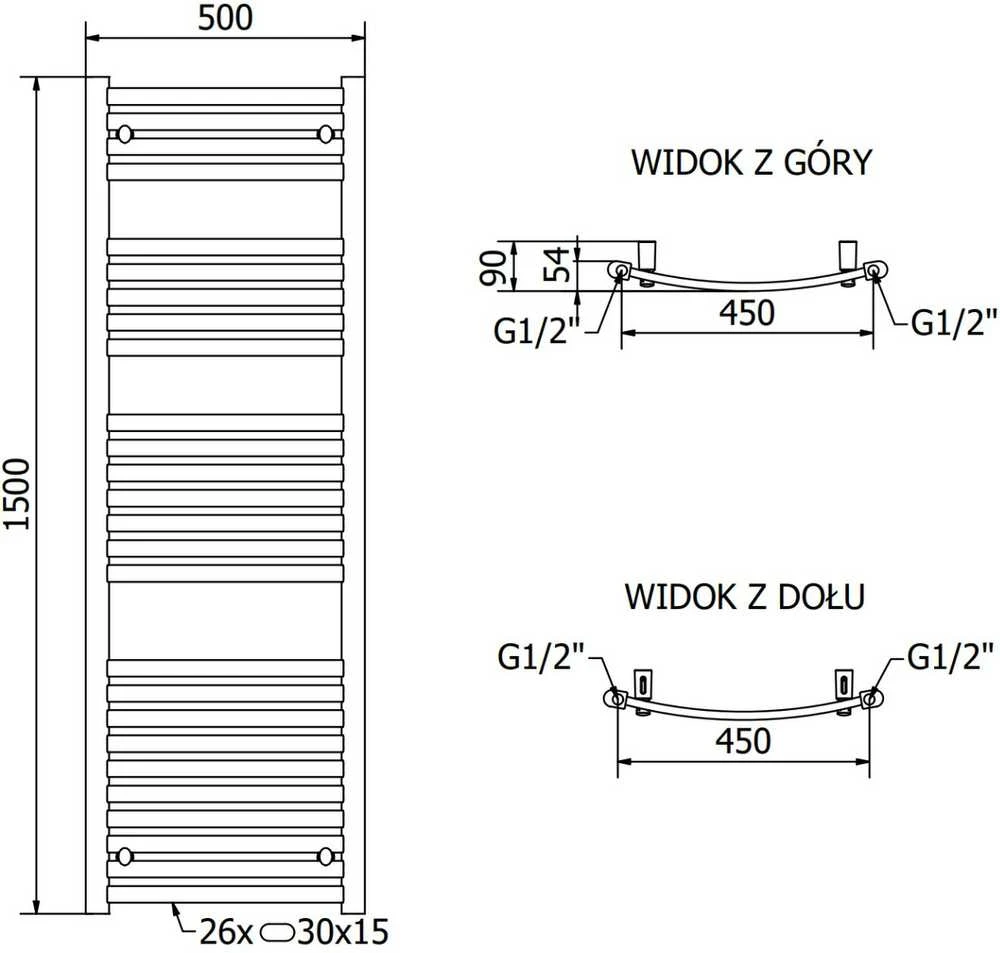 Mexen Helios elektrinis radiatorius, 1500 x 500 mm, 600 W, chromo