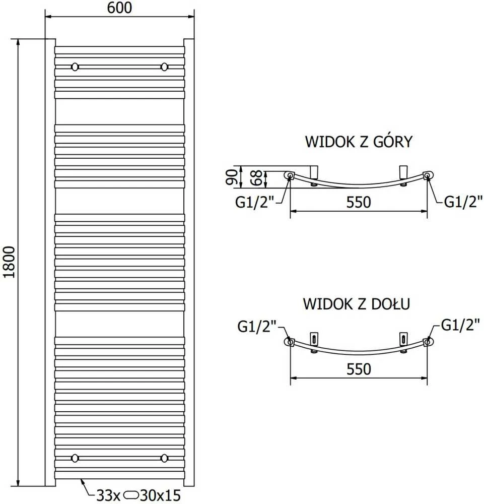 Mexen Helios elektrinis radiatorius, 1800 x 600 mm, 900 W, juodas