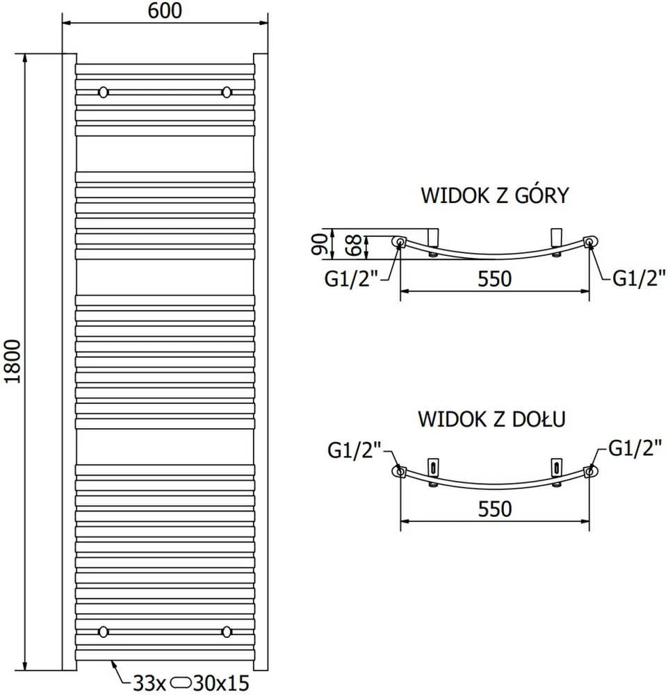 Mexen Helios elektrinis radiatorius, 1800 x 600 mm, 900 W, antracitas
