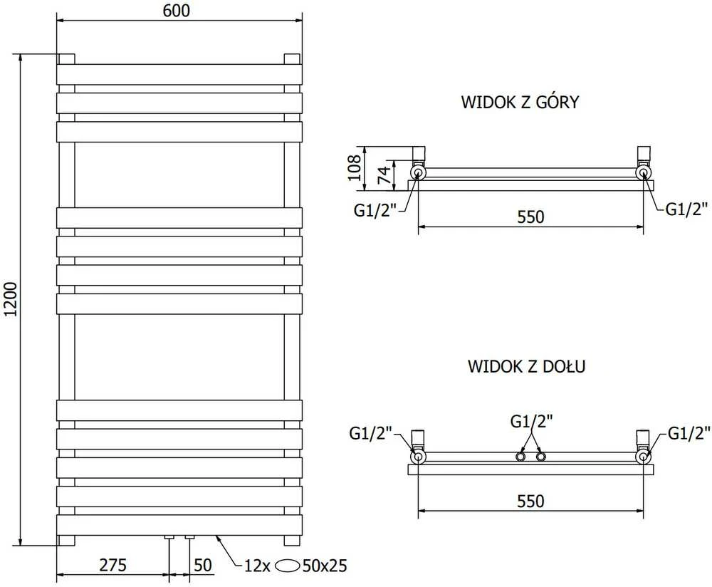 Mexen Jowisz elektrinis radiatorius, 1200 x 600 mm, 600 W, baltas