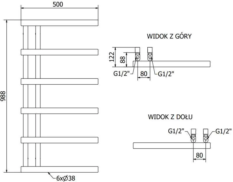 Mexen Jukon vonios radiatorius, 988 x 500 mm, 461 W, baltas
