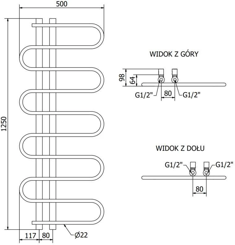 Mexen Kiso vonios radiatorius, 1250 x 500 mm, 256 W, baltas