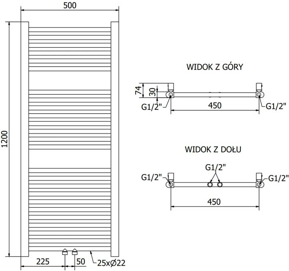 Mexen Mars elektrinis radiatorius, 1200 x 500 mm, 500 W, baltas