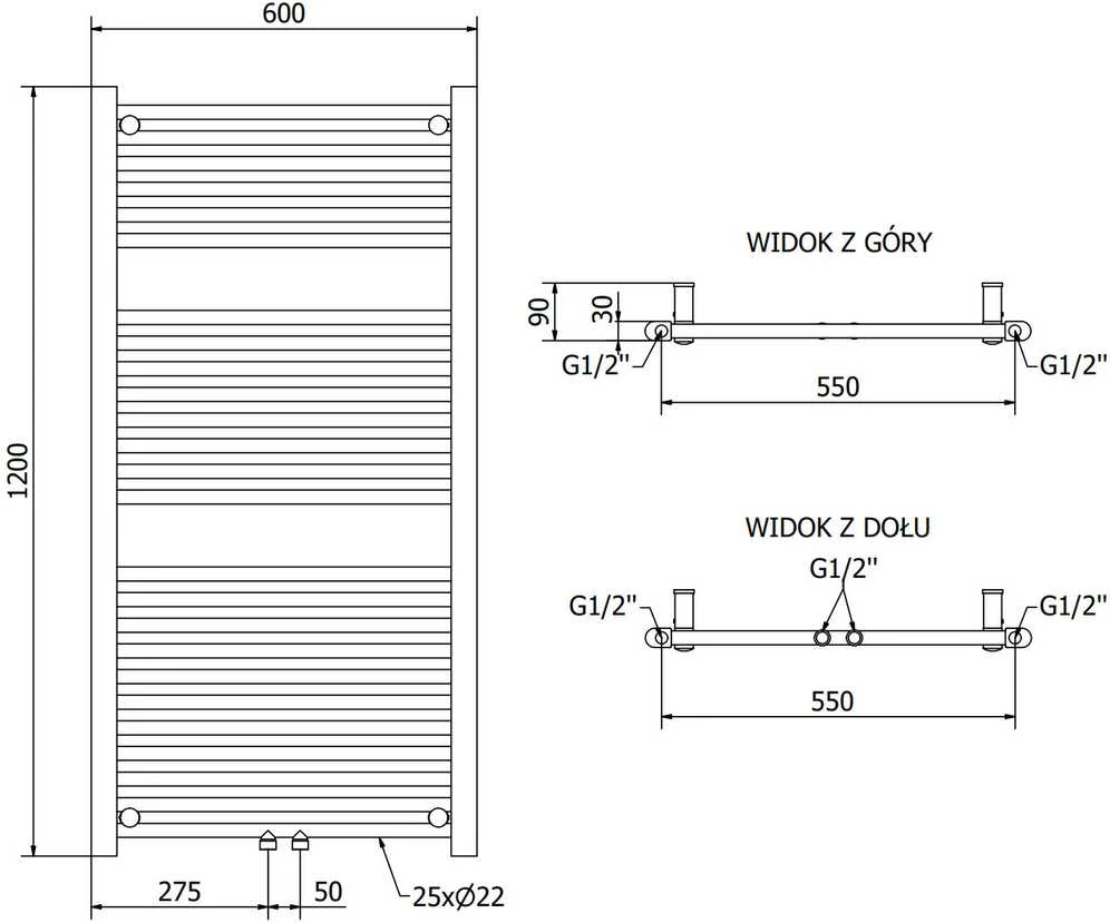 Mexen Mars elektrinis radiatorius, 1200 x 600 mm, 600 W, antracitas