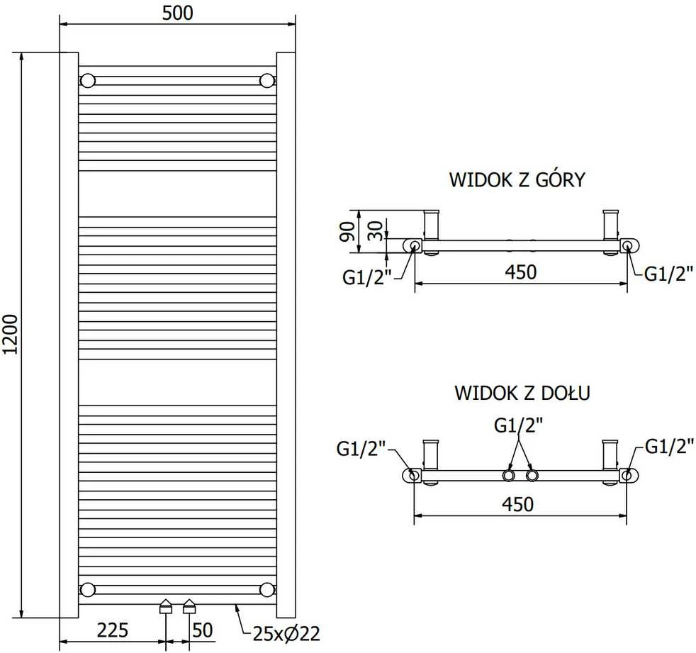 Mexen Mars elektrinis radiatorius, 1200 x 500 mm, 600 W, auksinis