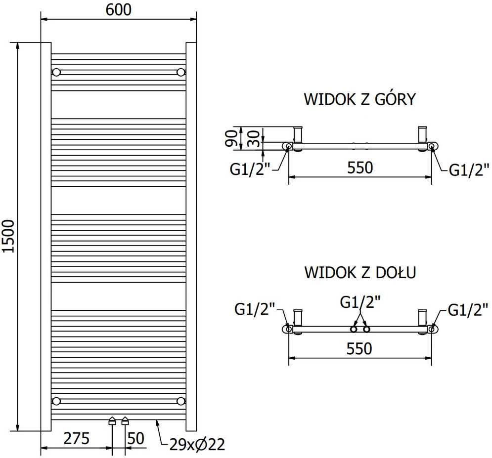 Mexen Mars elektrinis radiatorius, 1500 x 600 mm, 900 W, baltas
