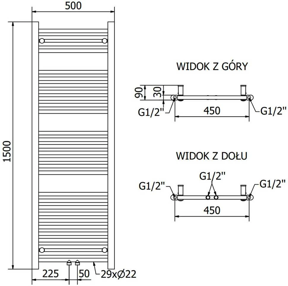 Mexen Mars elektrinis radiatorius, 1500 x 500 mm, 600 W, baltas