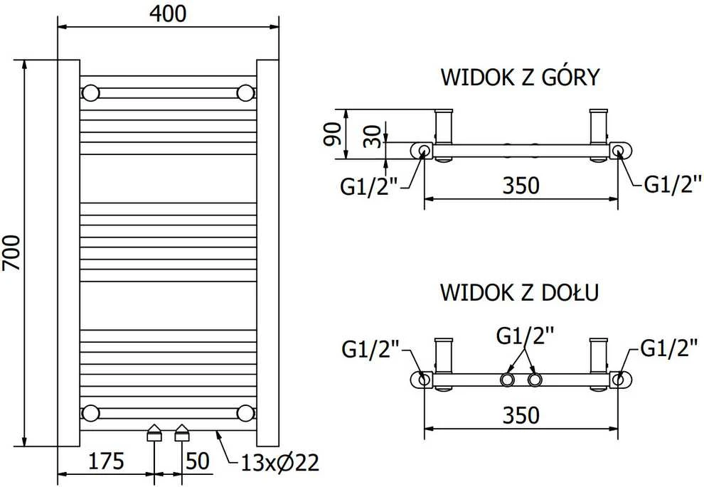 Mexen Mars elektrinis radiatorius, 700 x 400 mm, 300 W, juodas