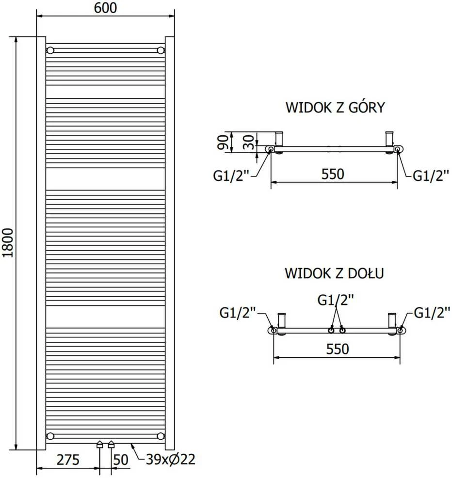 Mexen Mars vonios radiatorius, 1500 x 600 mm, 729 W, baltas