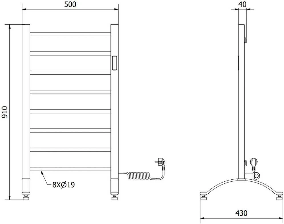 Mexen Oso elektrinis radiatorius 2in1 stovimas, 910 x 500 mm, 200 W, baltas