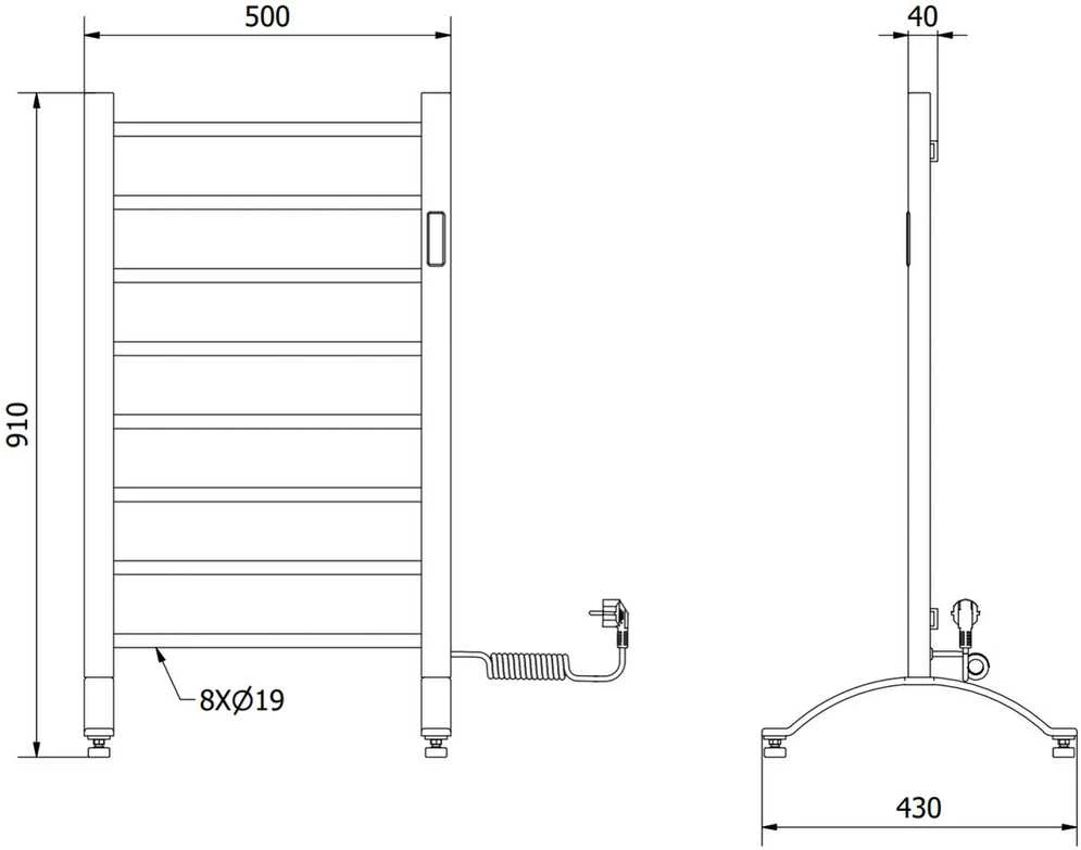 Mexen Oso elektrinis radiatorius 2w1 stovimas, 910 x 500 mm, 200 W, juodas