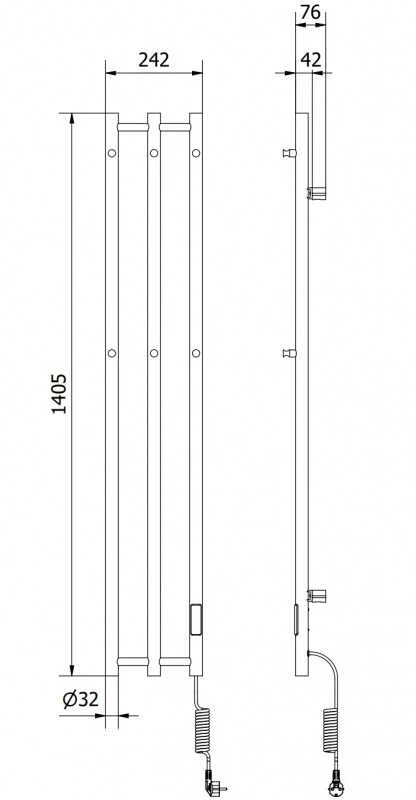 Mexen Pino elektrinis radiatorius su rankšluosčių kabykla, 1405 x 242 mm, 200 W, baltas