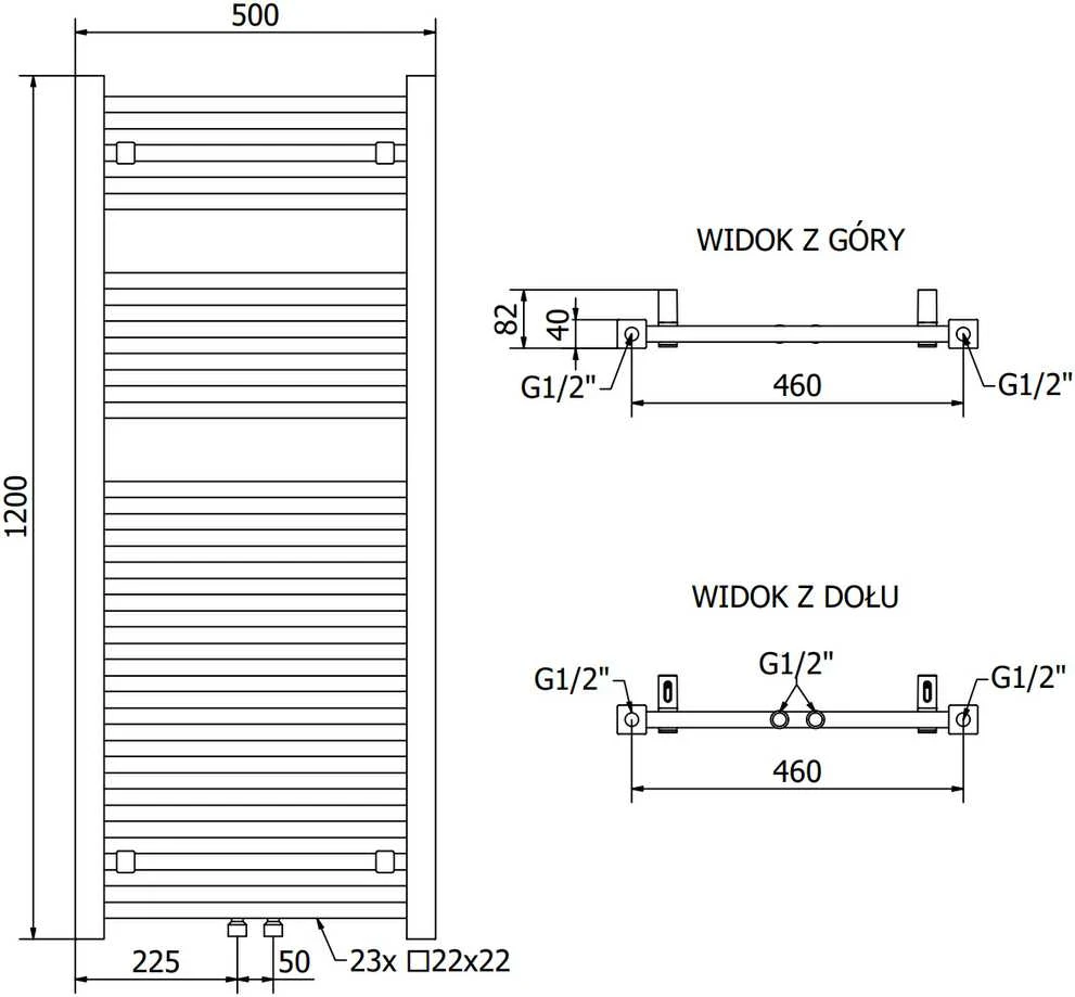 Mexen Pluton elektrinis radiatorius, 1200 x 500 mm, 600 W, juodas
