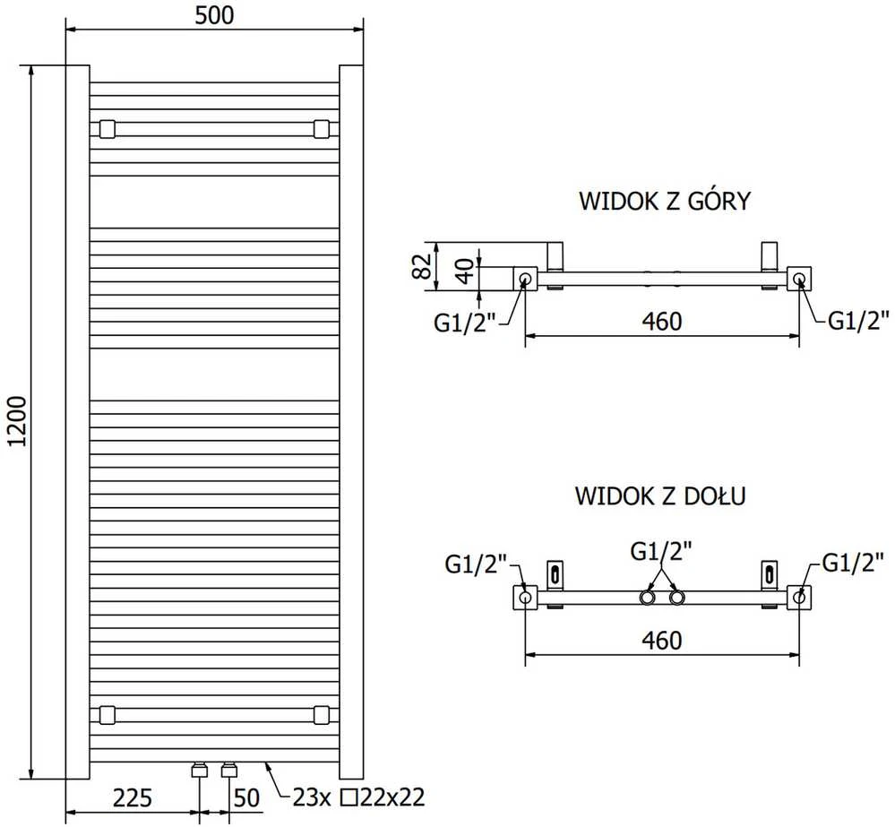 Mexen Pluton elektrinis radiatorius, 1200 x 500 mm, 600 W, antracitas