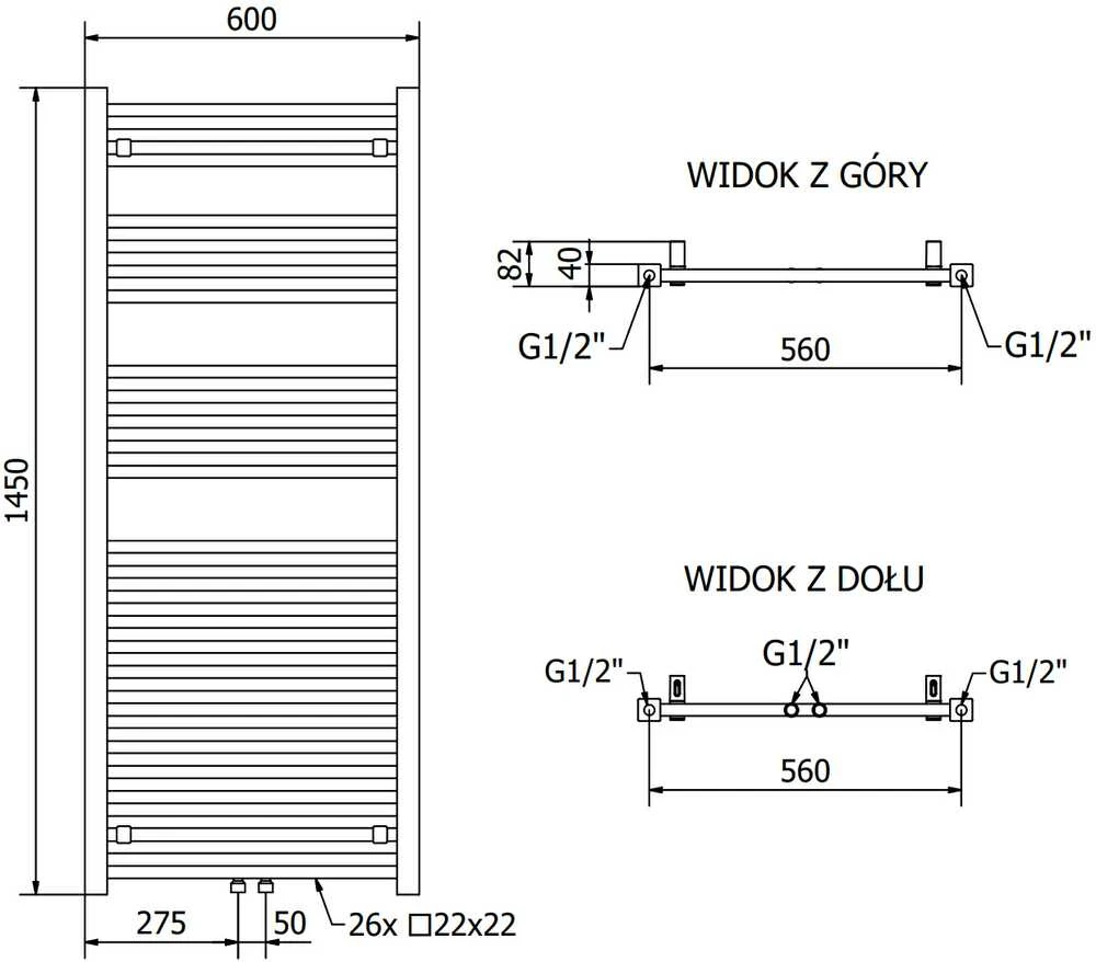 Mexen Pluton elektrinis radiatorius, 1450 x 600 mm, 900 W, baltas
