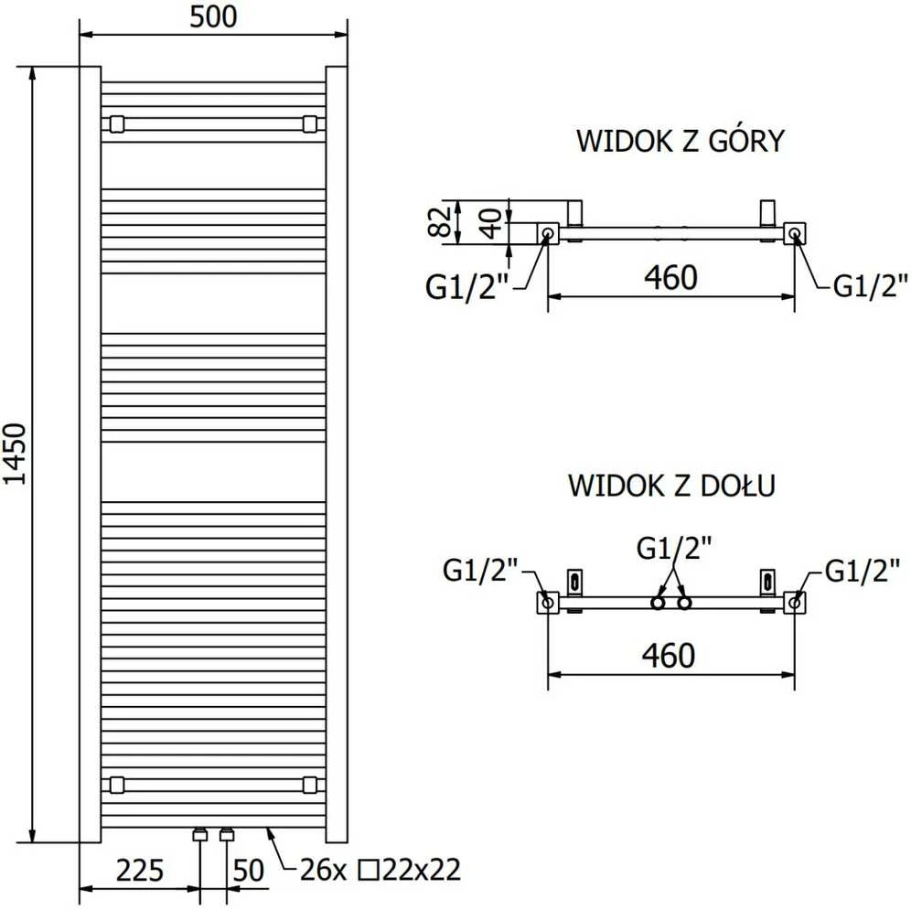 Mexen Pluton elektrinis radiatorius, 1450 x 500 mm, 900 W, baltas