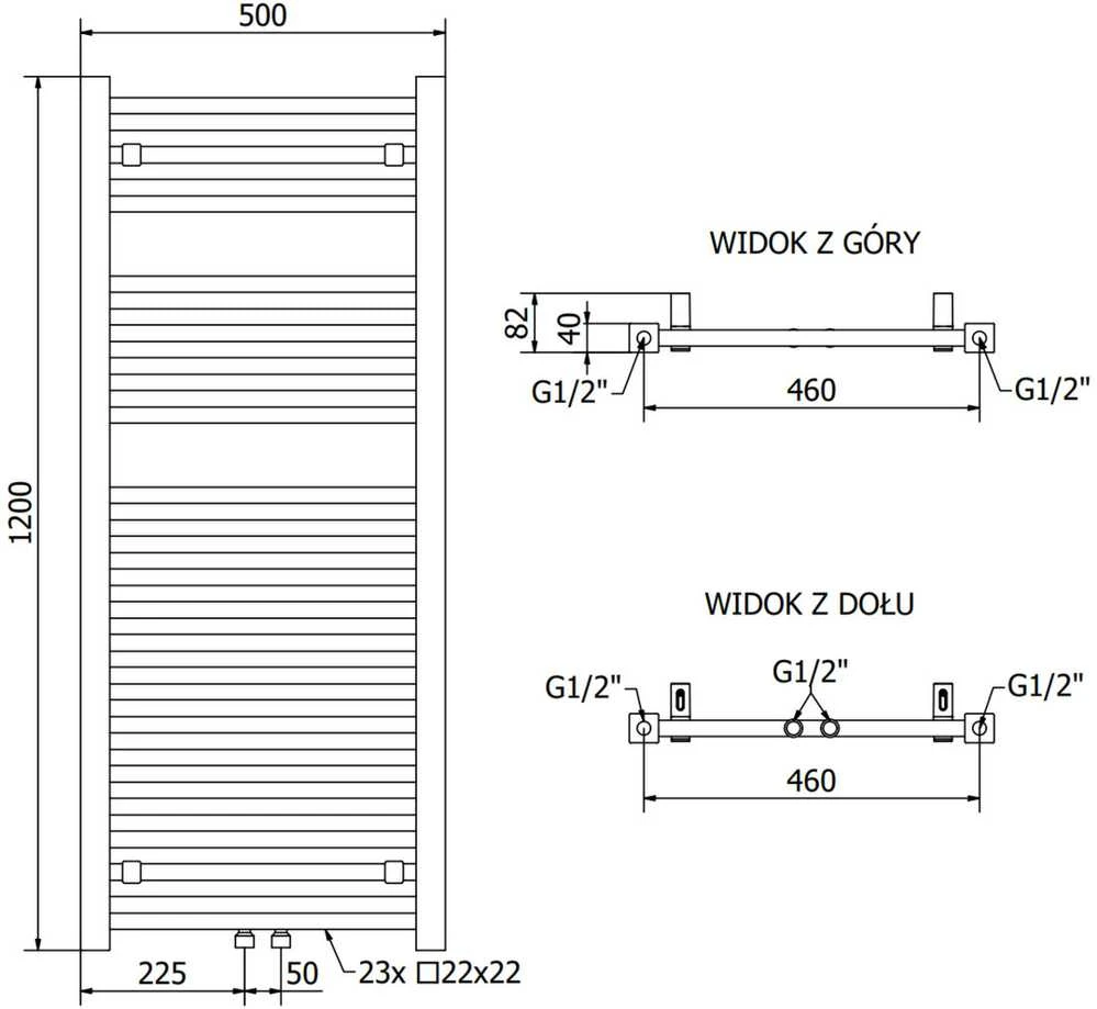 Mexen Pluton vonios radiatorius, 1200 x 500 mm, 625 W, antracitas
