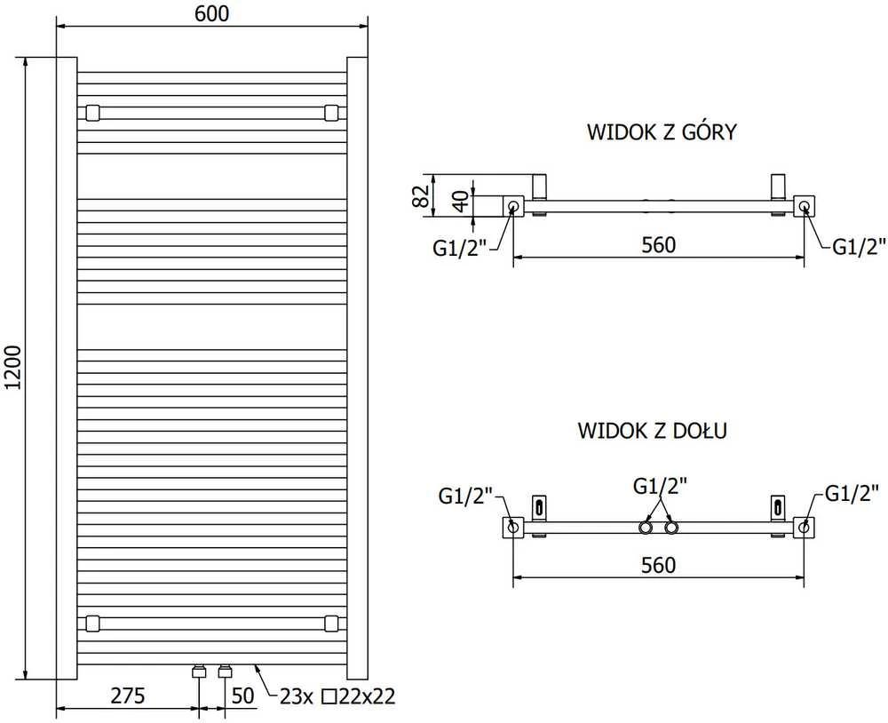 Mexen Pluton vonios radiatorius, 1200 x 600 mm, 726 W, juodas
